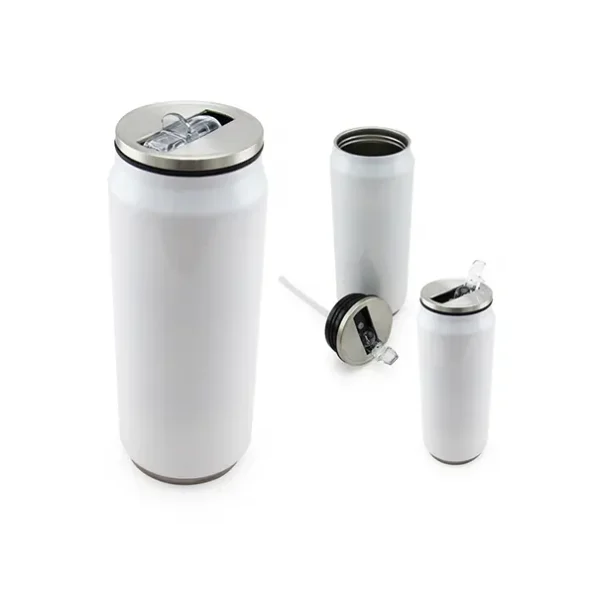 Lata de acero de 500ml sublimable de doble pared color blanco